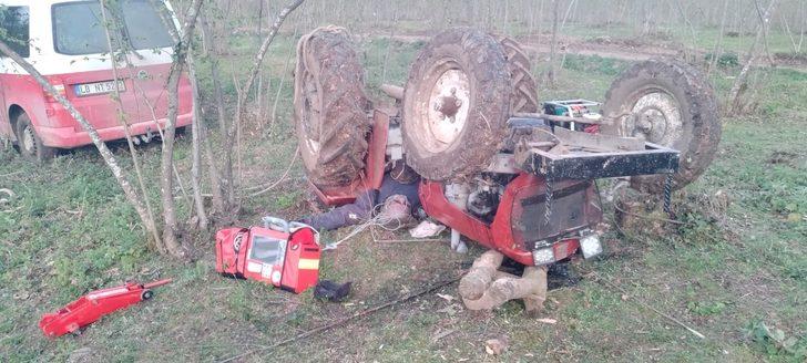 Devrilen traktörün altında can verdi G2