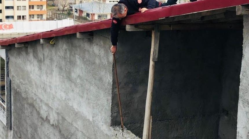 Bingöl’de ipe takılan güvercin kurtarıldı