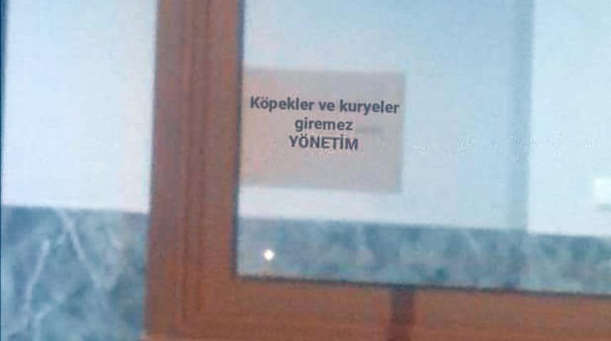 Site girişindeki 'Köpekler ve kuryeler giremez' yazısına kuryelerden tepki yağdı