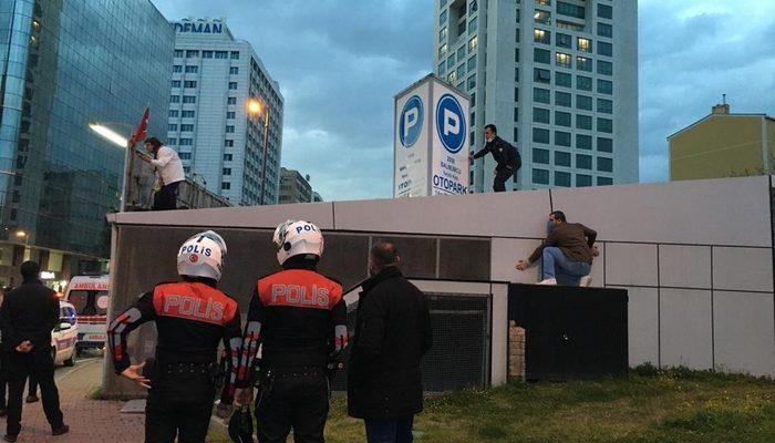 Şişli’de korku dolu anlar! Boynuna benzin dolu şişe bağladı, intihara kalkıştı