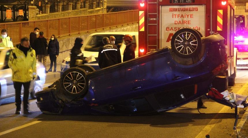 Takla atan araçtan burnu bile kanamadan çıktı! Dakikalarca aracını izledi