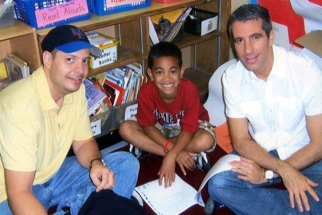 Pete, Kevin and Danny on a visit to Kevin's school in 2007