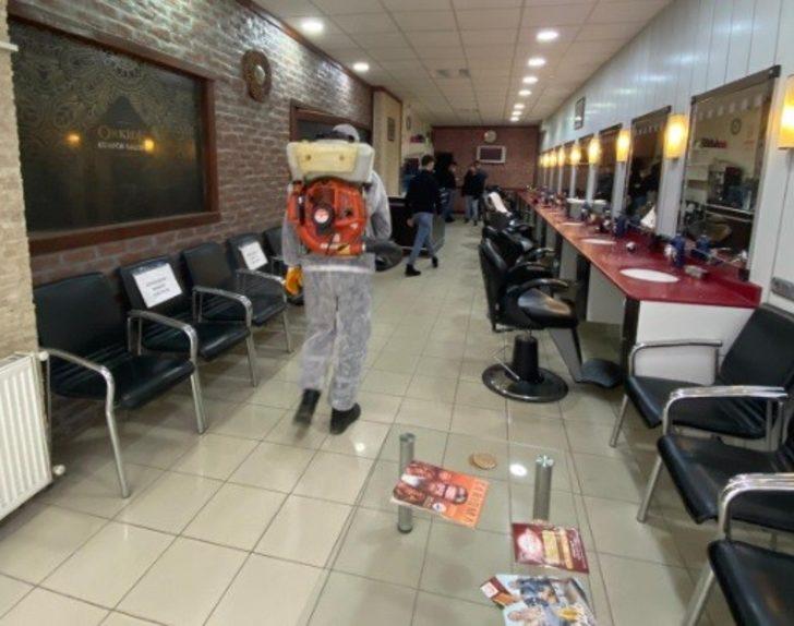 Berber ve kuaföler dezenfekte ediliyor G3