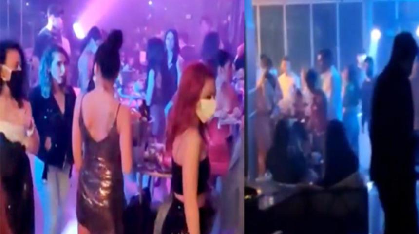 Otel lobisinde parti yapanların eğlencesine polis baskını