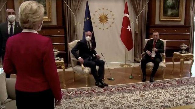 Avrupa Komisyonu Başkanı Ursula von der Leyen, AB Konseyi Başkanı Charles Michel ve Cumhurbaşkanı Recep Tayyip Erdoğan