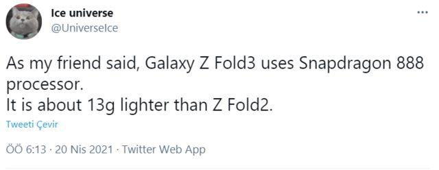 Galaxy Z Fold 3 tweeti