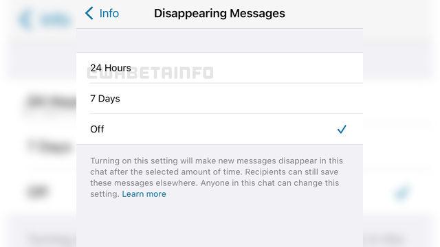 WhatsApp kaybolan mesajlar 24 saat seçeneği