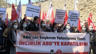 ABD Başkonsolosluğu önünde protesto! Çatıdan takip ettiler