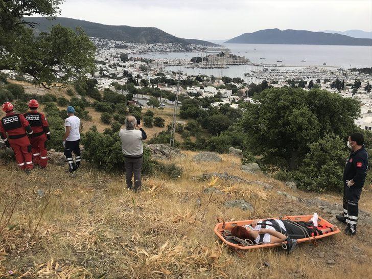 Bodrum'da doğa yürüyüşünde bacağı kırılan kadını itfaiye ve sağlık ekipleri kurtardı G1