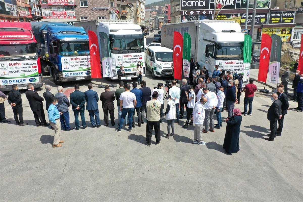 Kocaeli'den İdlib'e 6 tır insani yardım malzemesi g&ouml;nderildi