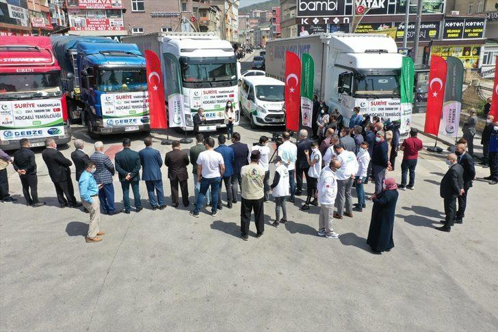 Kocaeli'den İdlib'e 6 tır insani yardım malzemesi gönderildi G1