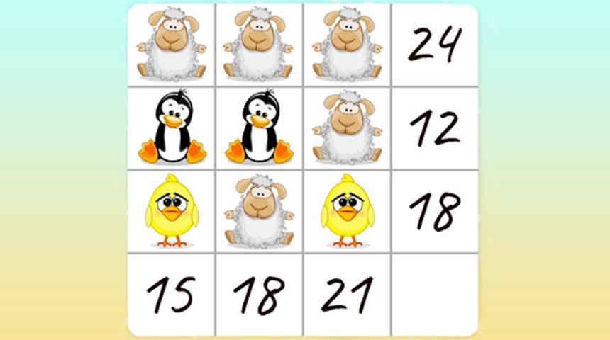 Matematik sınırlarını zorlayan bir bulmaca! Kuzu, pengeun ve civcivin değerini bulabilir misiniz?