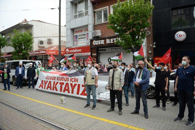 İsrail polisinin Mescid-i Aksa'da cemaate saldırması Eskişehir'de protesto edildi