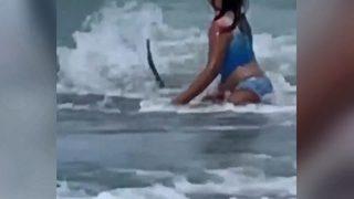 Denizde oynayan küçük çocuğa köpek balığı saldırdı!