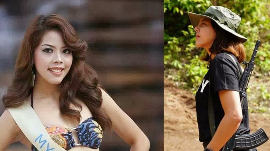 Myanmar'da eski güzellik kraliçesi isyancı oldu