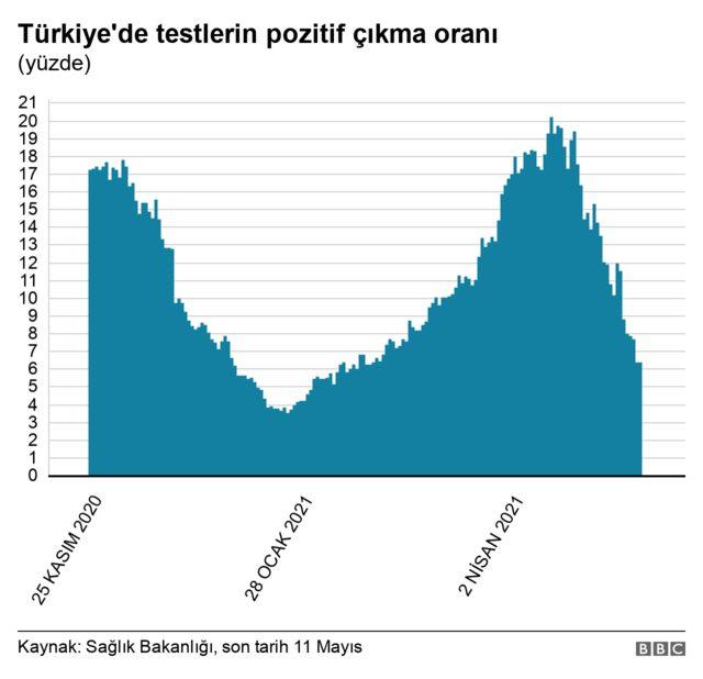 GRAFİK: SON AYLARDA TÜRKİYE'DEKİ TESTLERİN POZİTİFLİK ORANI