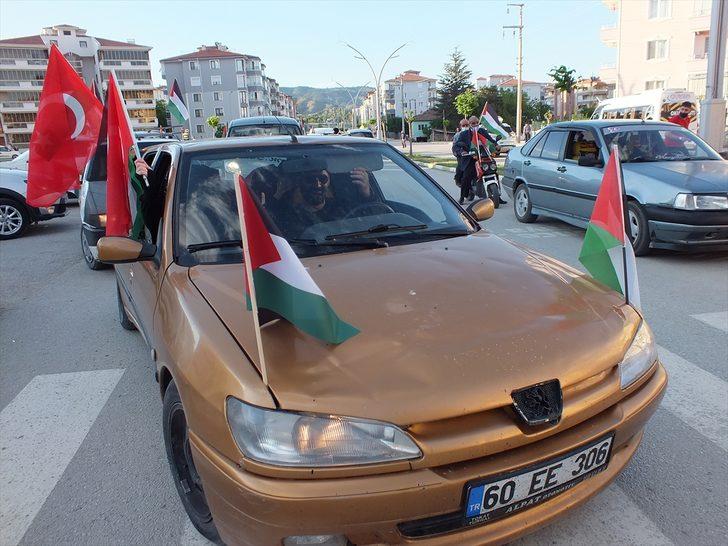 Tokat'ta İsrail'in Filistinlilere saldırıları konvoy oluşturularak protesto edildi G1