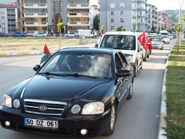 Tokat'ta İsrail'in Filistinlilere saldırıları konvoy oluşturularak protesto edildi G2