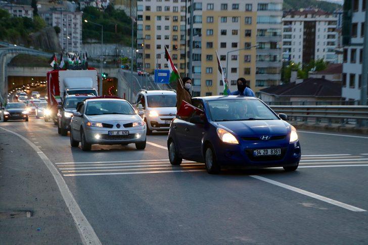 Trabzon'da İsrail'in Filistinlilere saldırıları konvoy oluşturularak protesto edildi G1