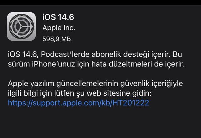 iOS 14.6 güncellemesi