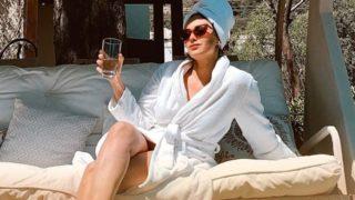 Hande Doğandemir bornozlu pozdan sonra mayoyla ağaca çıktı