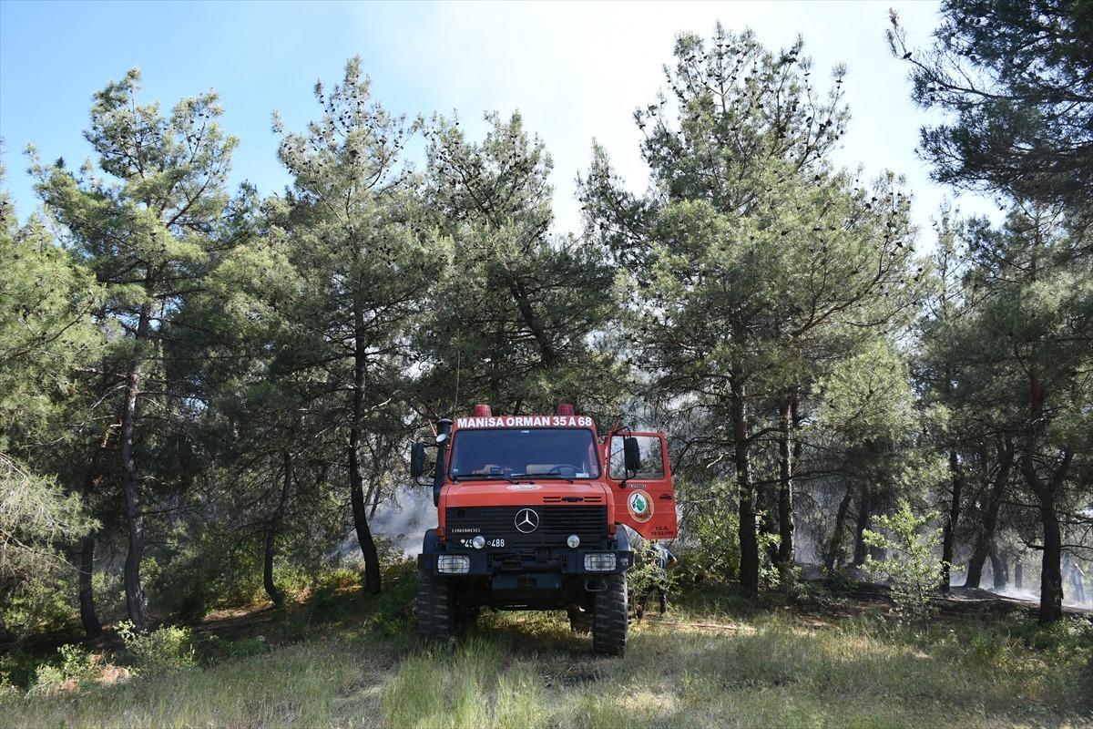 Manisa'da &ccedil;ıkan 2 ayrı orman yangınında 7 d&ouml;n&uuml;m alan zarar g&ouml;rd&uuml;