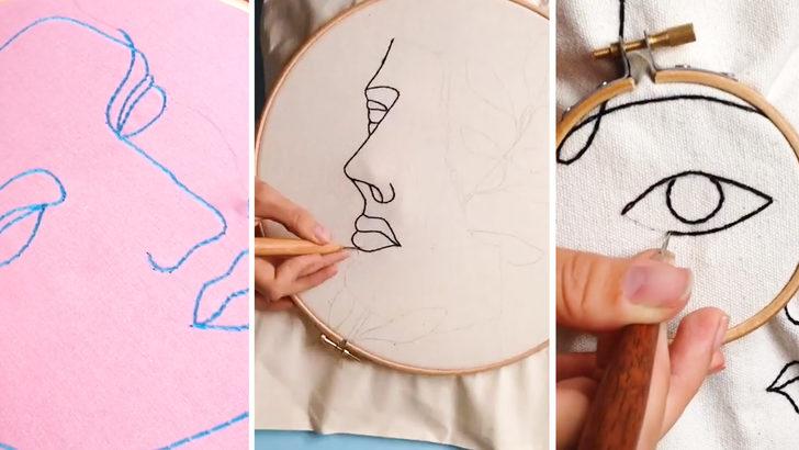 Kanaviçeyi tuval gibi kullanan sanatçı