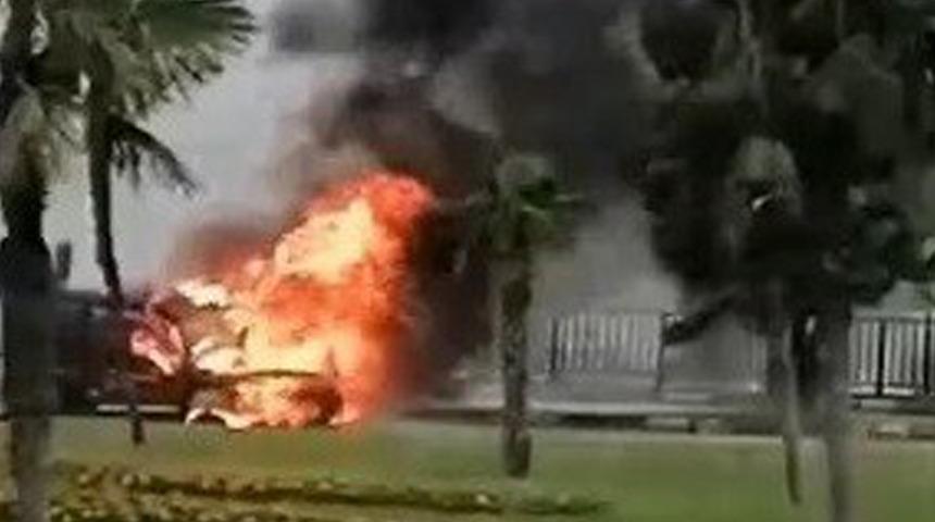 Bursa’da otomobil alev alev yandı