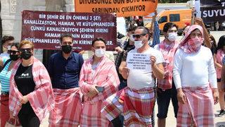 Hamamcılardan peştamal ve sabunlu eylem