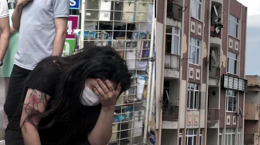 Avcılar'dan dehşet anları! Genç kadını darp edip 5. kattan atlamak istedi