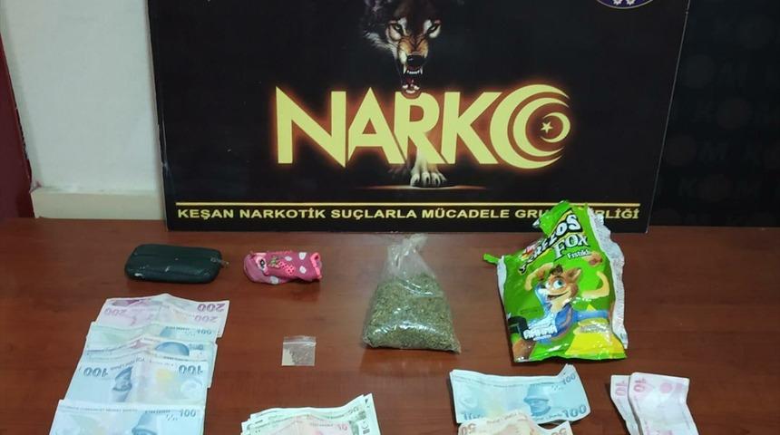 Keşan'da evinde uyuşturucu yakalanan şüpheli tutuklandı