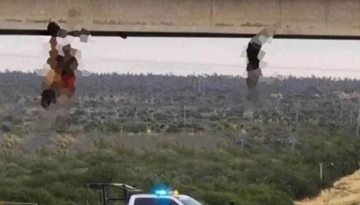 Meksika'da dehşete düşüren anlar! Köprüye çıplak halde astılar