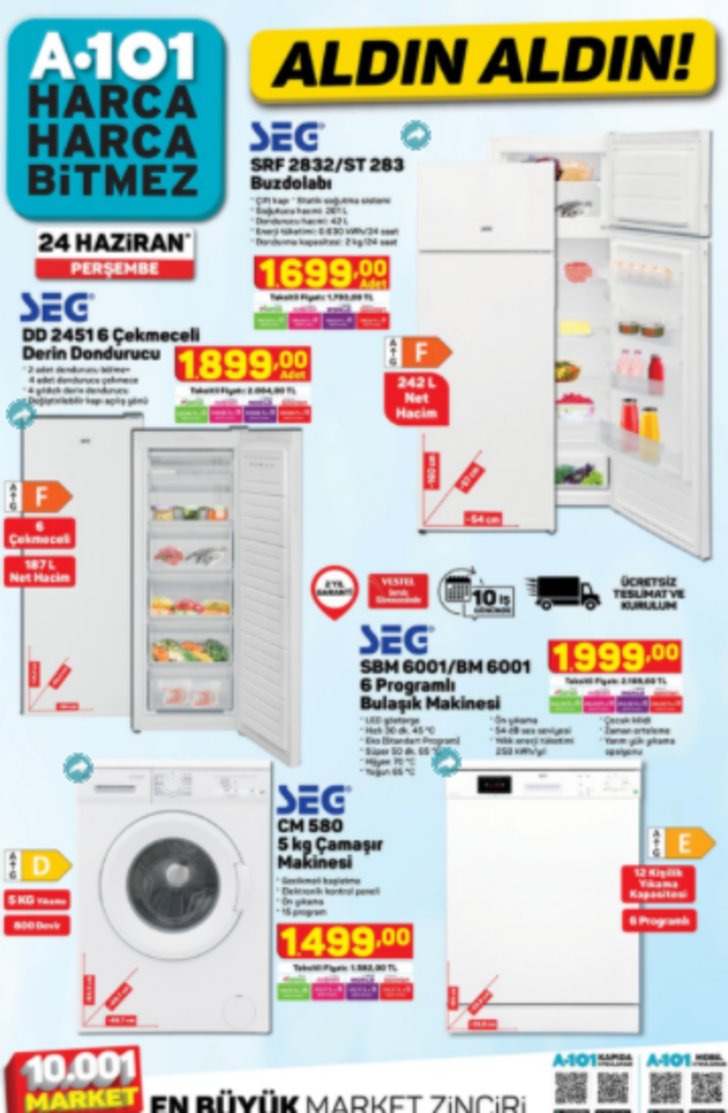 24 Haziran Perşembe A101 aktüel ürünler kataloğu! A101'de bu haftanın fırsatları neler? G2