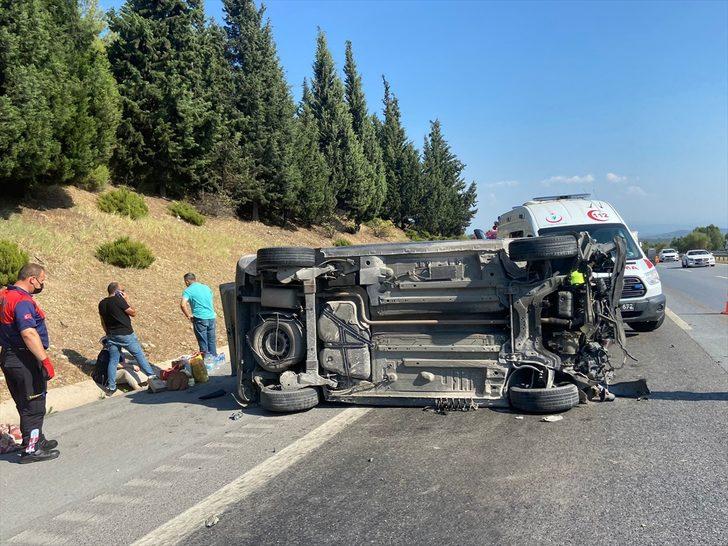 Aydın'da otomobilin bariyere çarparak takla attığı kazada 4 kişi yaralandı G2