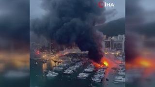 Gökyüzünü siyah dumanlar kapladı! Çok sayıda tekne yandı