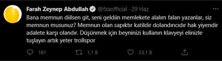 Farah Zeynep Abdullah'tan sitem dolu sözler: 'Gerçekten siz mutlu musunuz?' G2