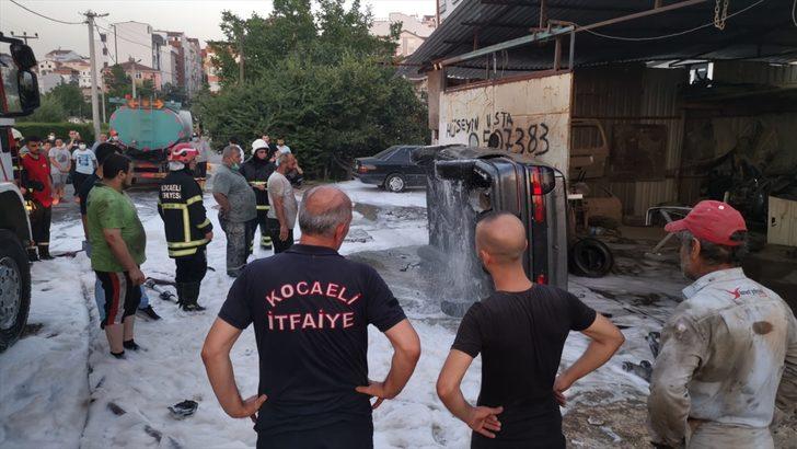 Kocaeli'de kaynak yapılırken alev alan otomobil kullanılamaz hale geldi G2