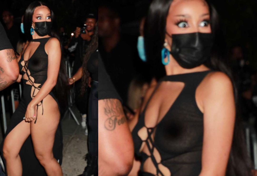 Doja Cat dudak u&ccedil;uklatan şeffaf ebisesiyle kıvrımlarını sergiledi! 