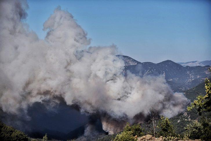 Mersin'de devam eden orman yangını İHA ile görüntülendi G1