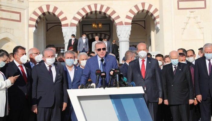 Erdoğan, Kuzey Kıbrıs ziyaretinde AB'ye yüklendi: 'Hani destek verecekti?'