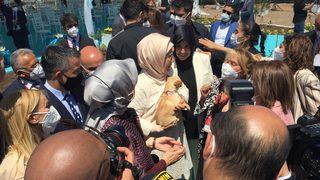 Emine Erdoğan ses telleri kesilen köpeği sanatçı Yonca Evcimik’e emanet etti