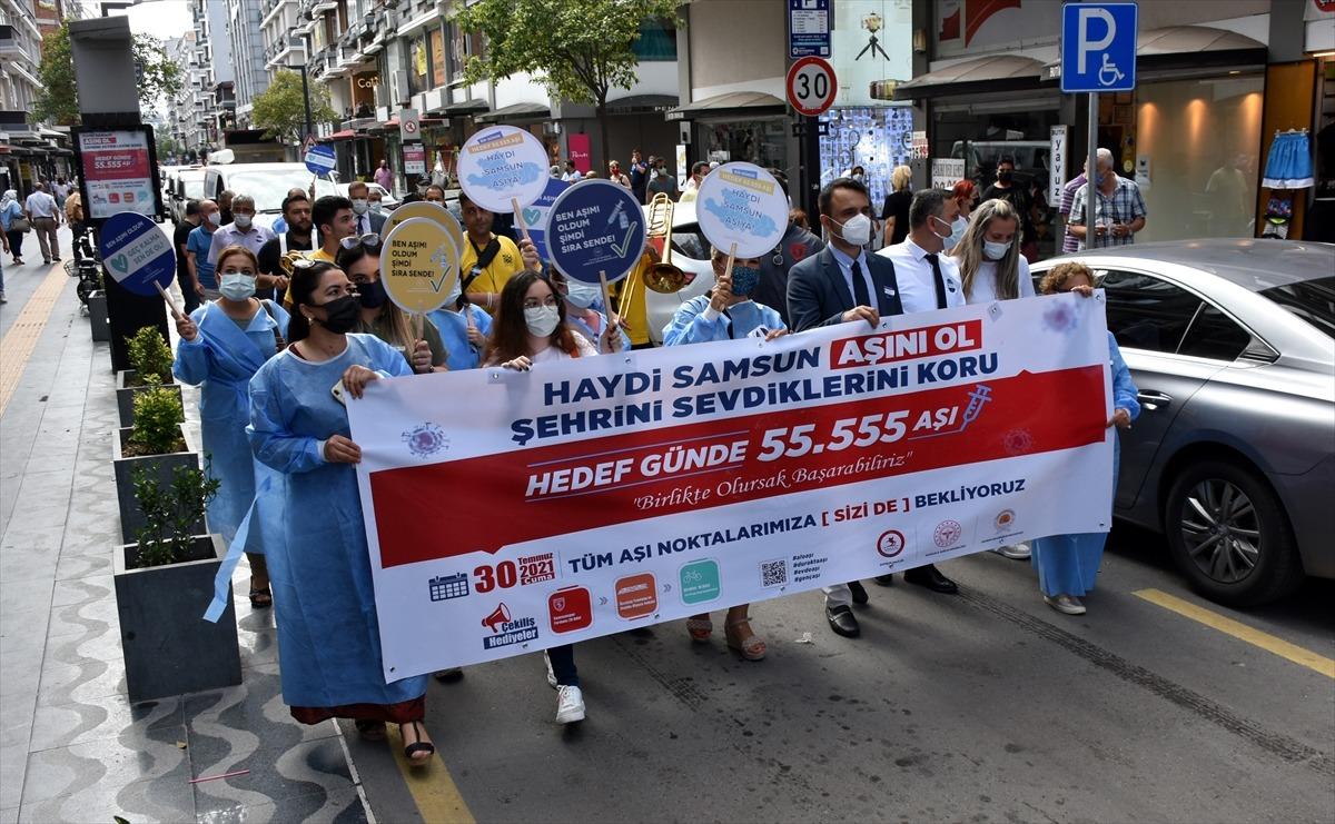 Samsun'da "Hedef 1 G&uuml;nde 55 bin 555 Aşı" kampanyası başlatıldı