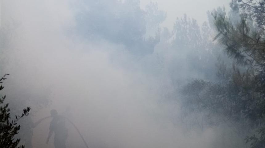 Hatay'da, ormanlık alan yakınında çıkan bahçe yangınına müdahale ediliyor