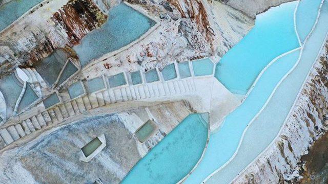 Giresun'un Pamukkale'si Göksu travertenleri doğaseverlerin ilgi odağı oldu