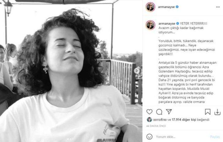 Ünlü isimler vahşice katledilen Azra Gülendam Haytaoğlu'nun ardından isyan etti G5