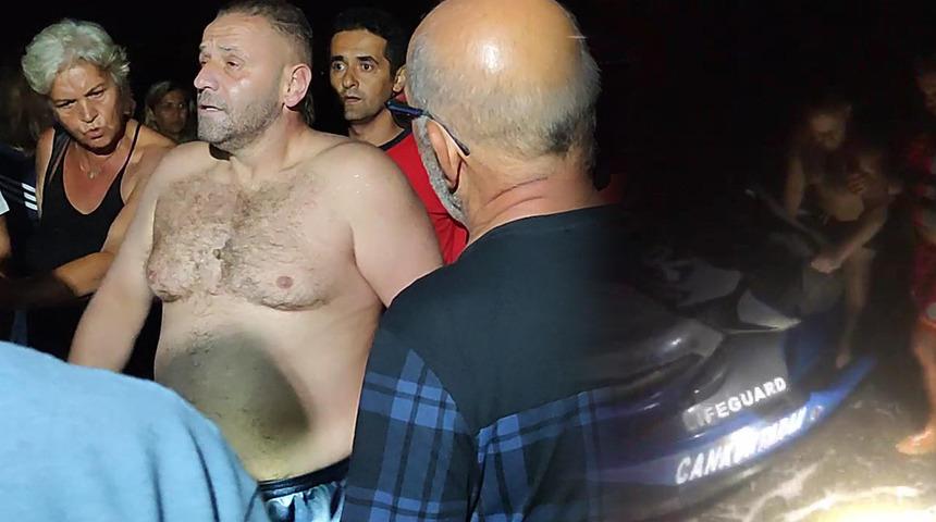 Akıntıya kapılıp saatlerce denizde mahsur kalmış! 