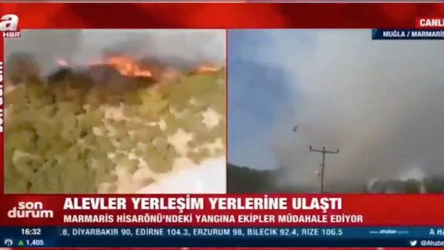 Yangını görüntüleyen A Haber ekibine tepki