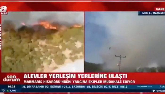 Muğla'daki yangını görüntüleyen A Haber ekibine tepki! Yayını kestiler