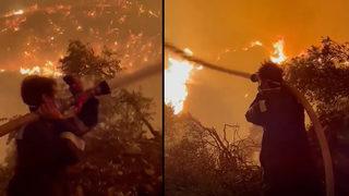Oyuncu İbrahim Çelikkol, Milas'taki orman yangınına ön saflarda müdahale ediyor