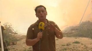 Azerbaycanlı muhabir ve kameraman alevlerin arasında kalmaktan son anda kurtuldu